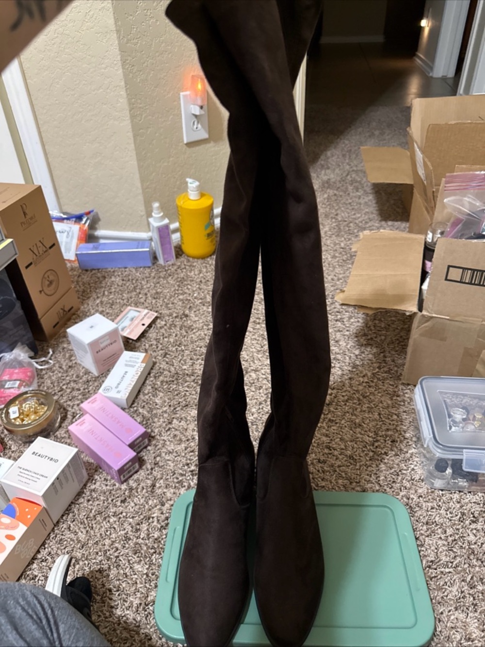 Brown Over-the-Knee Stretch Boots